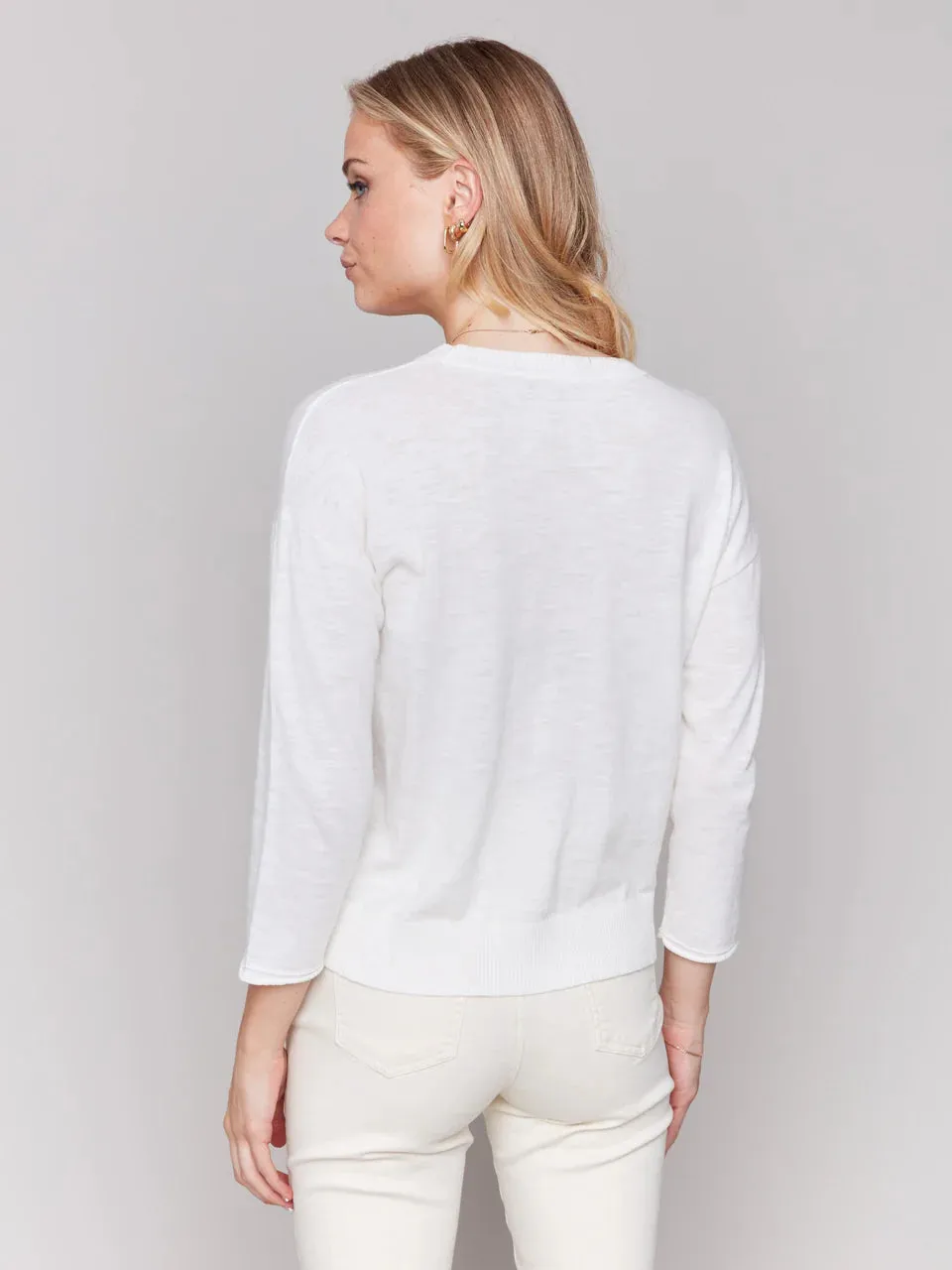 Charlie B Denim Patch Cotton Sweater - Love