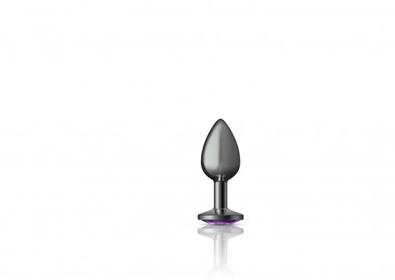 Cheeky Charms - Gunmetal Metal Butt Plug - Round - Deep Purple - Small