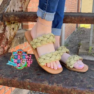Chester's Braided Bling Sandals - Gold