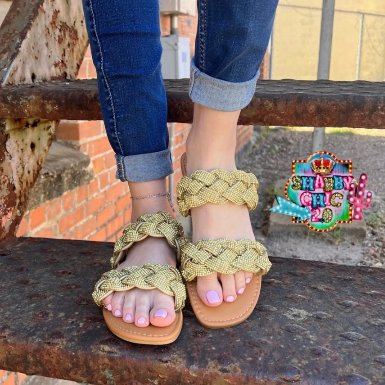 Chester's Braided Bling Sandals - Gold