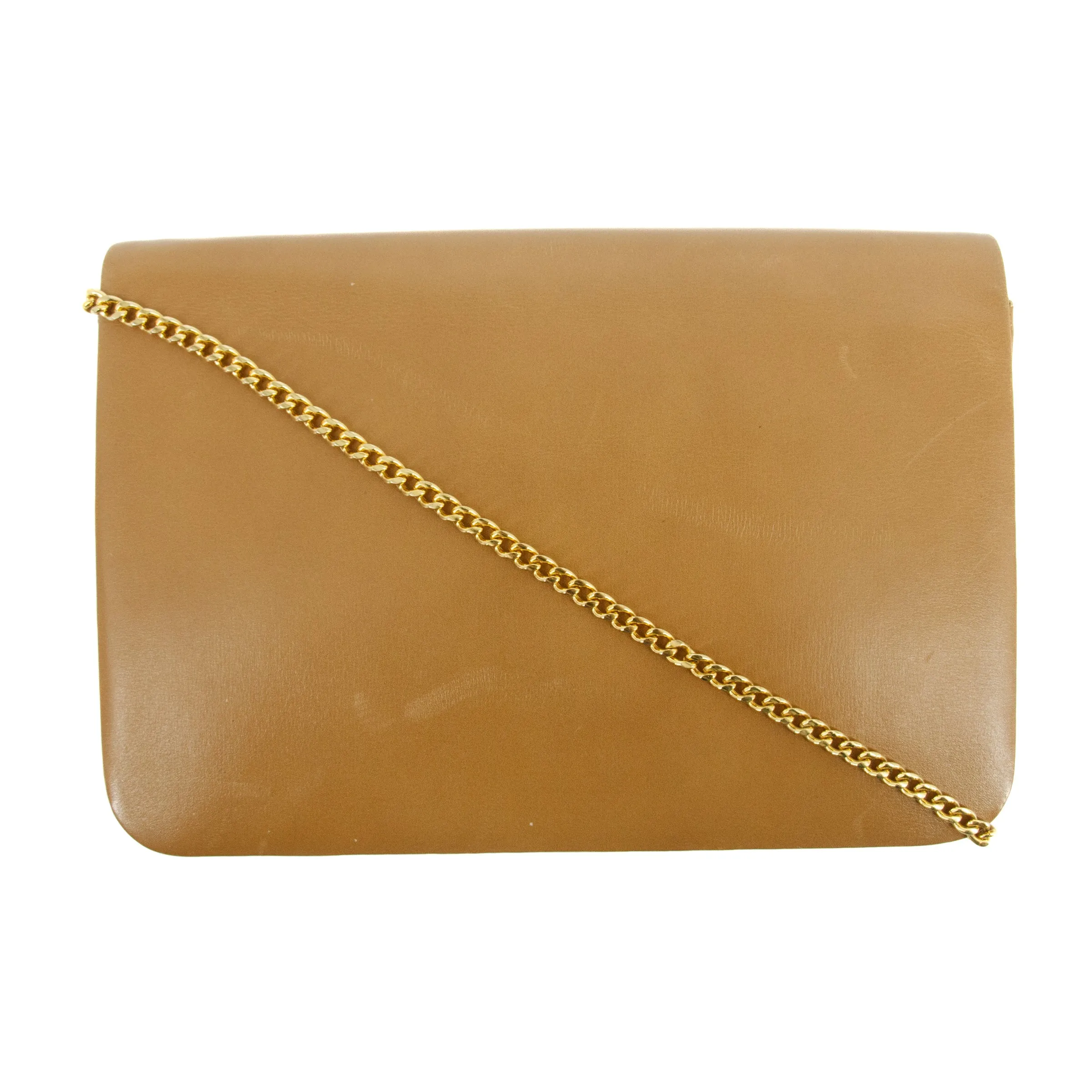 Christian Dior Beige Leather Chain Shoulder Bag Gold Hardware #3058