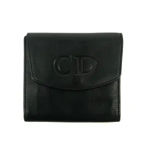Christian Dior Black Leather Compact Wallet  #3081