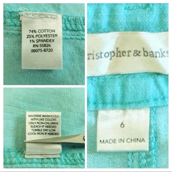 Christopher &amp; Banks Colored Denim Skirt Distressed Casual Aqua Blue-Green size 6