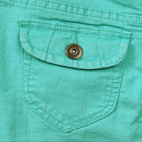 Christopher &amp; Banks Colored Denim Skirt Distressed Casual Aqua Blue-Green size 6