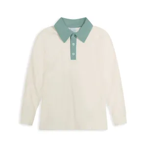 Contrast Trim Jersey Polo -- Ivory w/ Bostonia