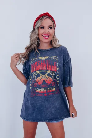 Country Music Nashville Graphic Tee - Charcoal