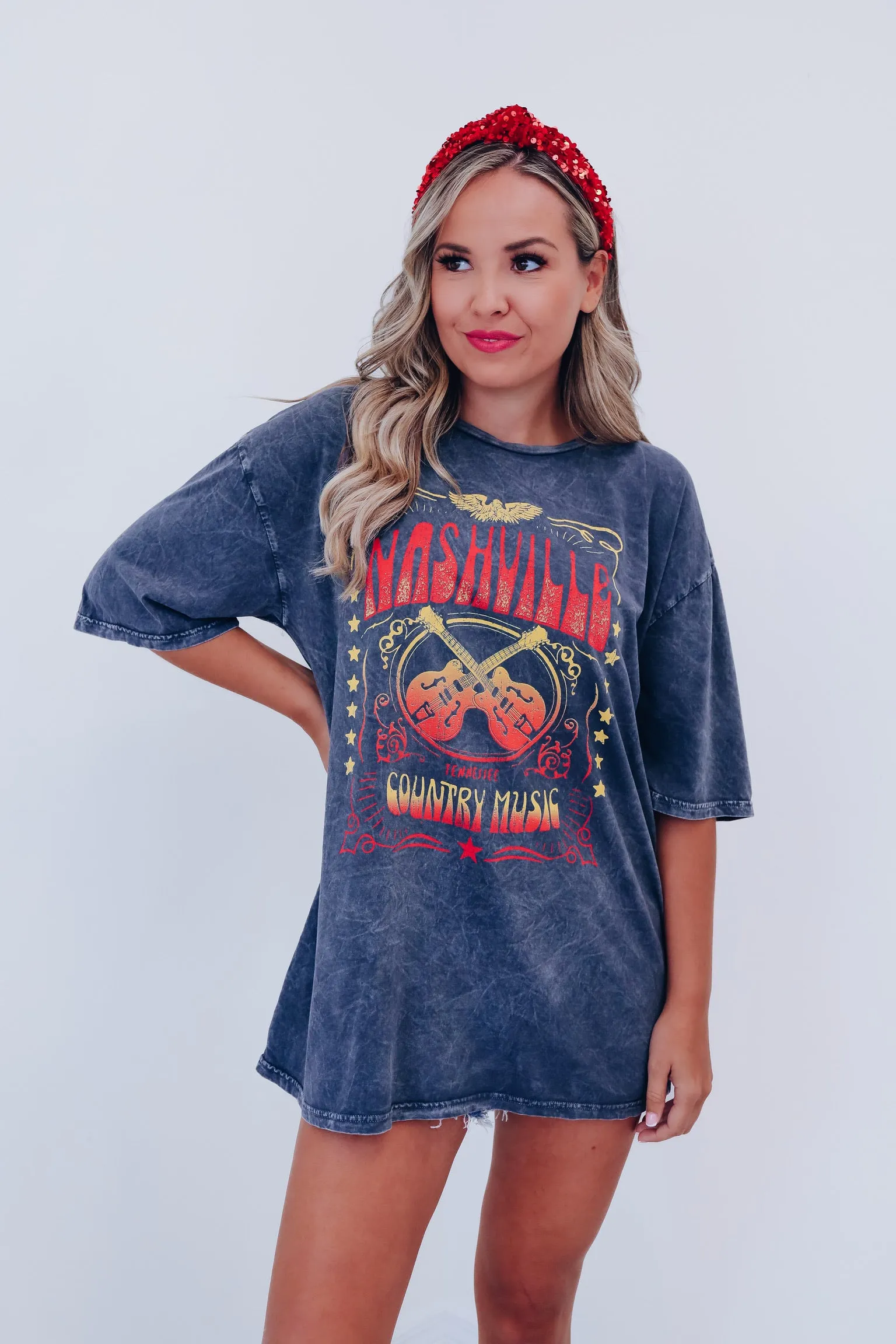 Country Music Nashville Graphic Tee - Charcoal