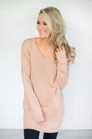 Criss Cross Back Detail Sweater Pink