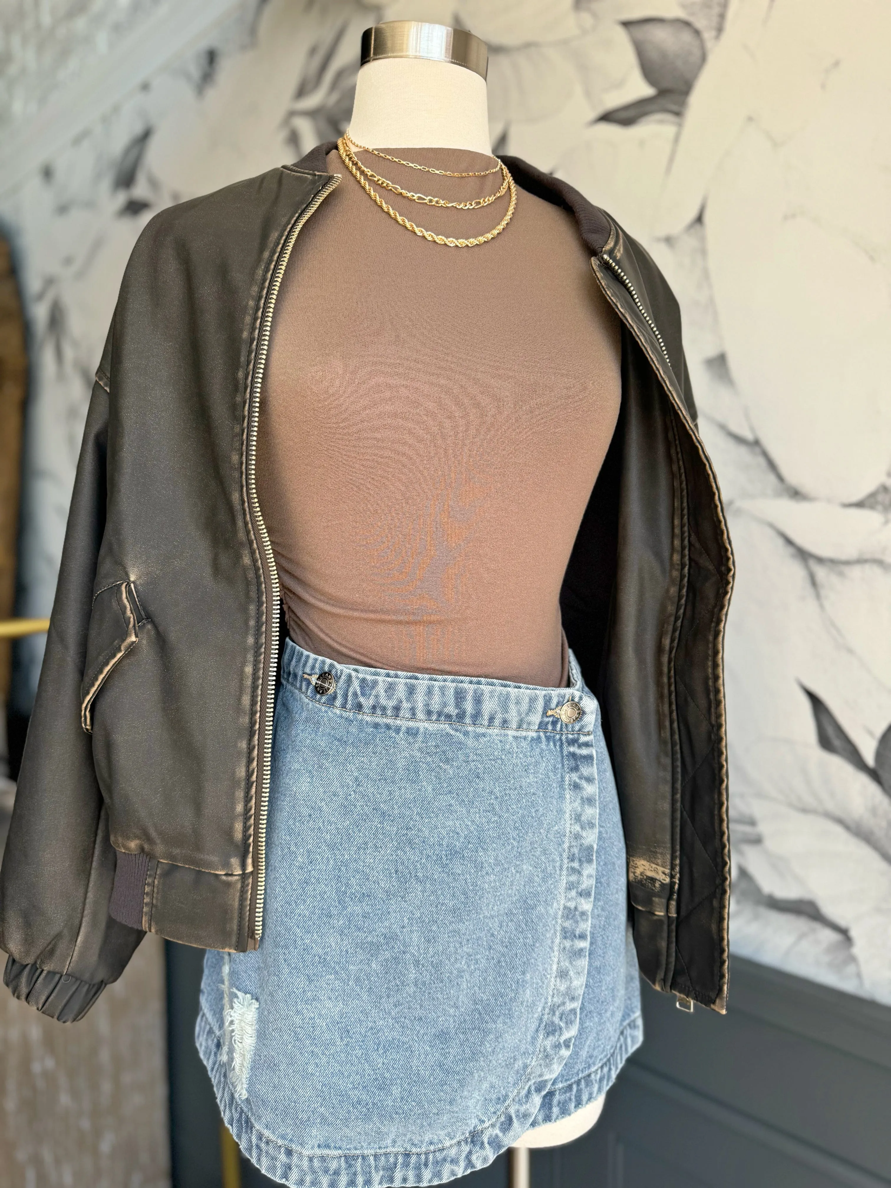 Denim Wrap Mini Skirt In Denim