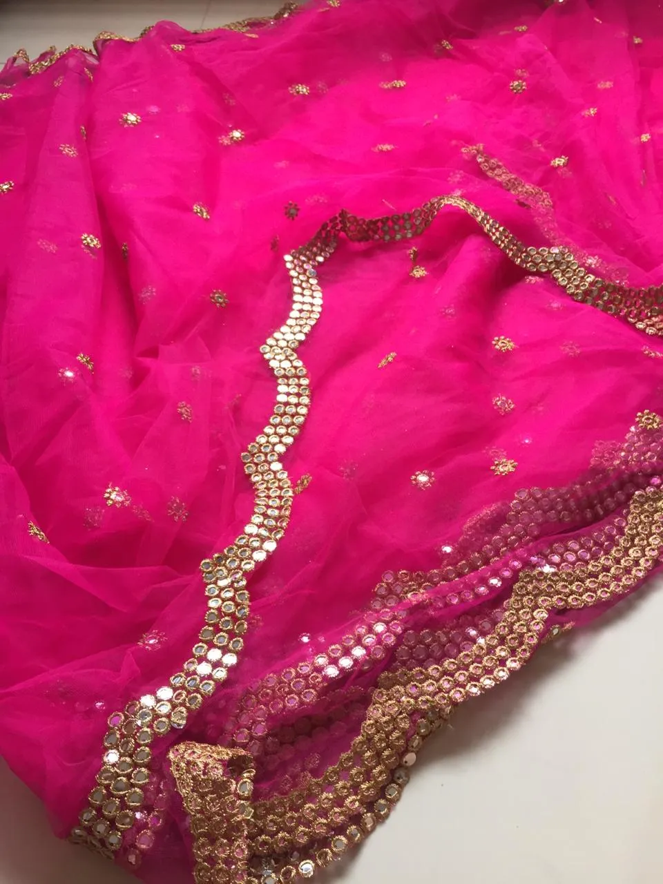 Designer Dupatta In Hotpink