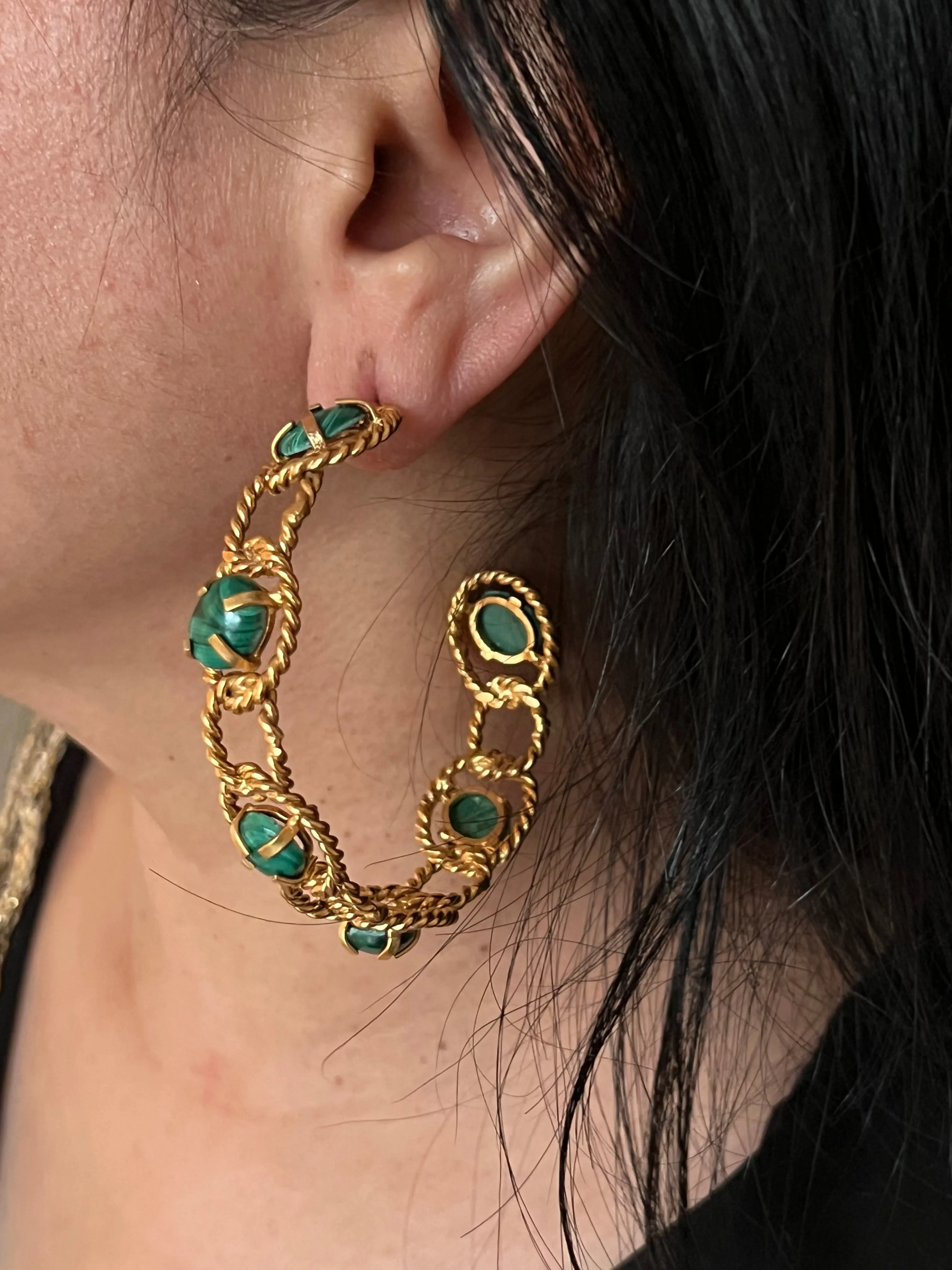 Designer Malachite Hoops