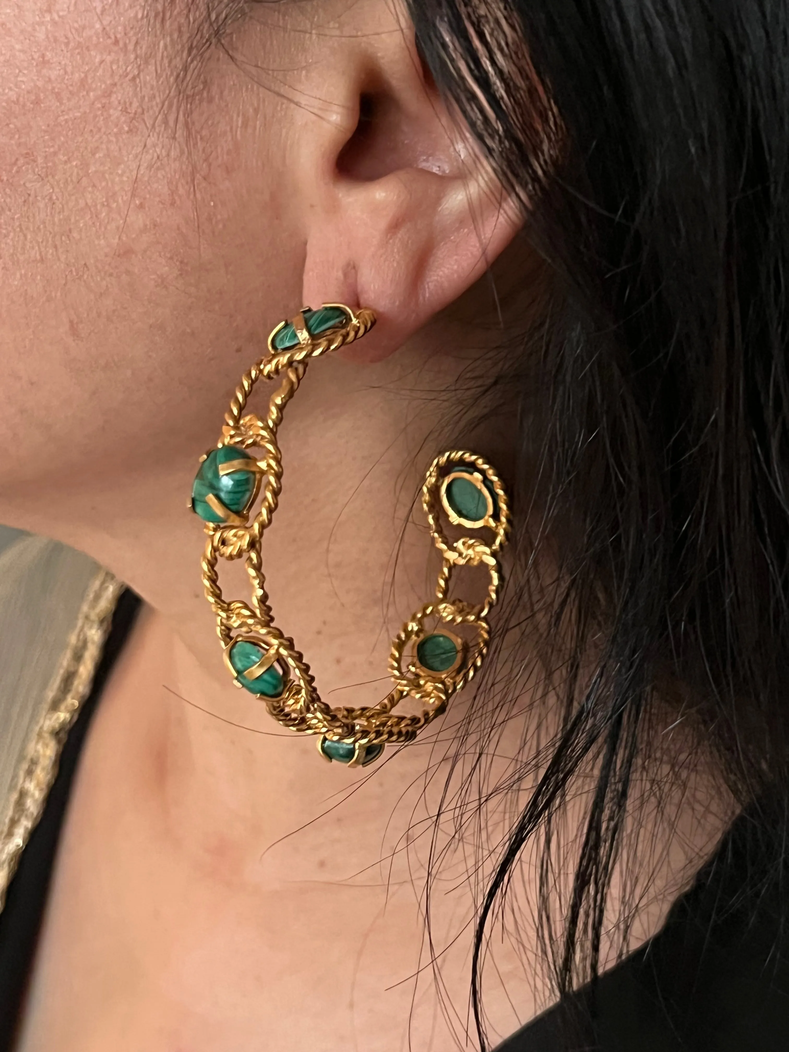 Designer Malachite Hoops