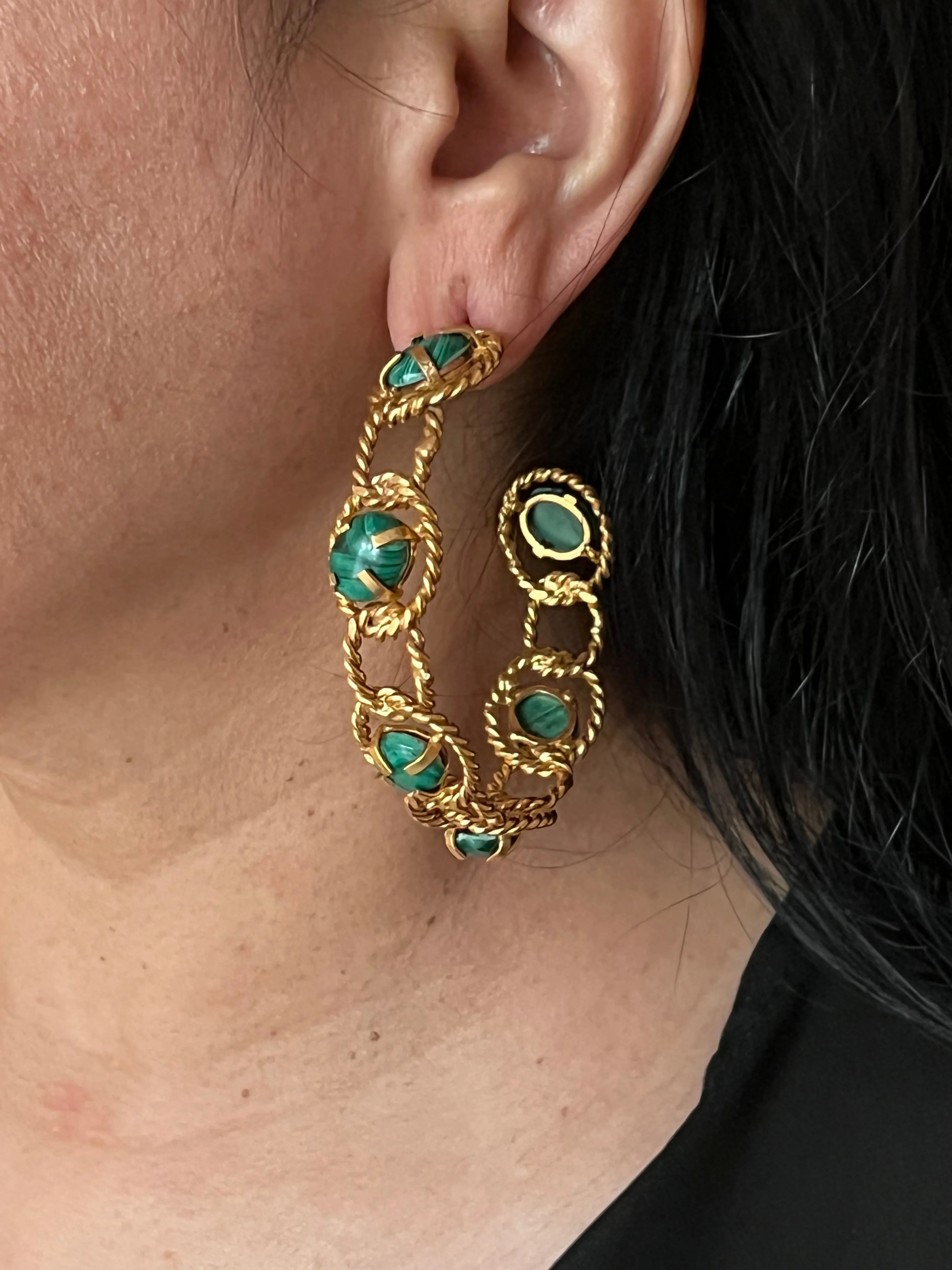 Designer Malachite Hoops