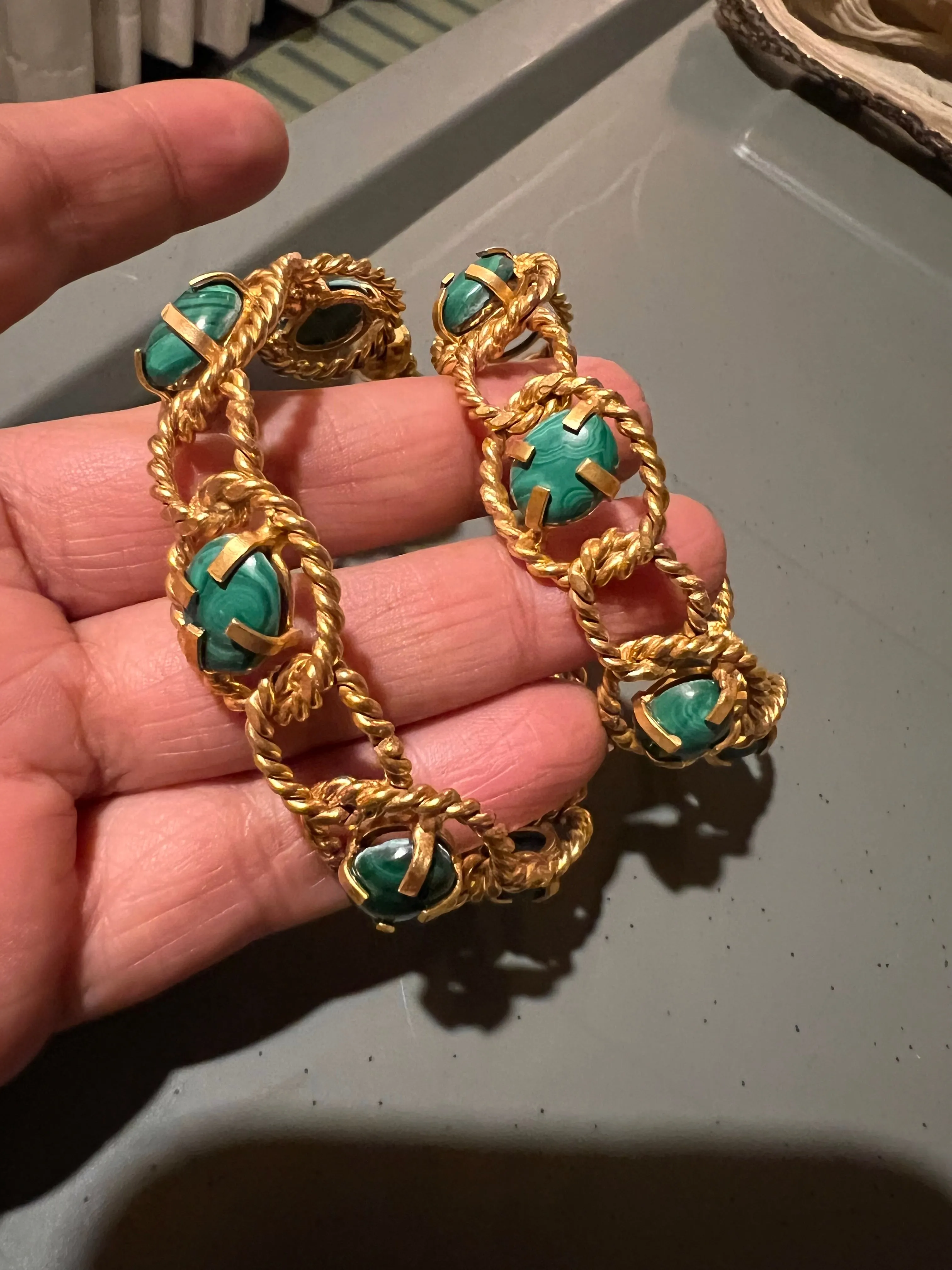 Designer Malachite Hoops