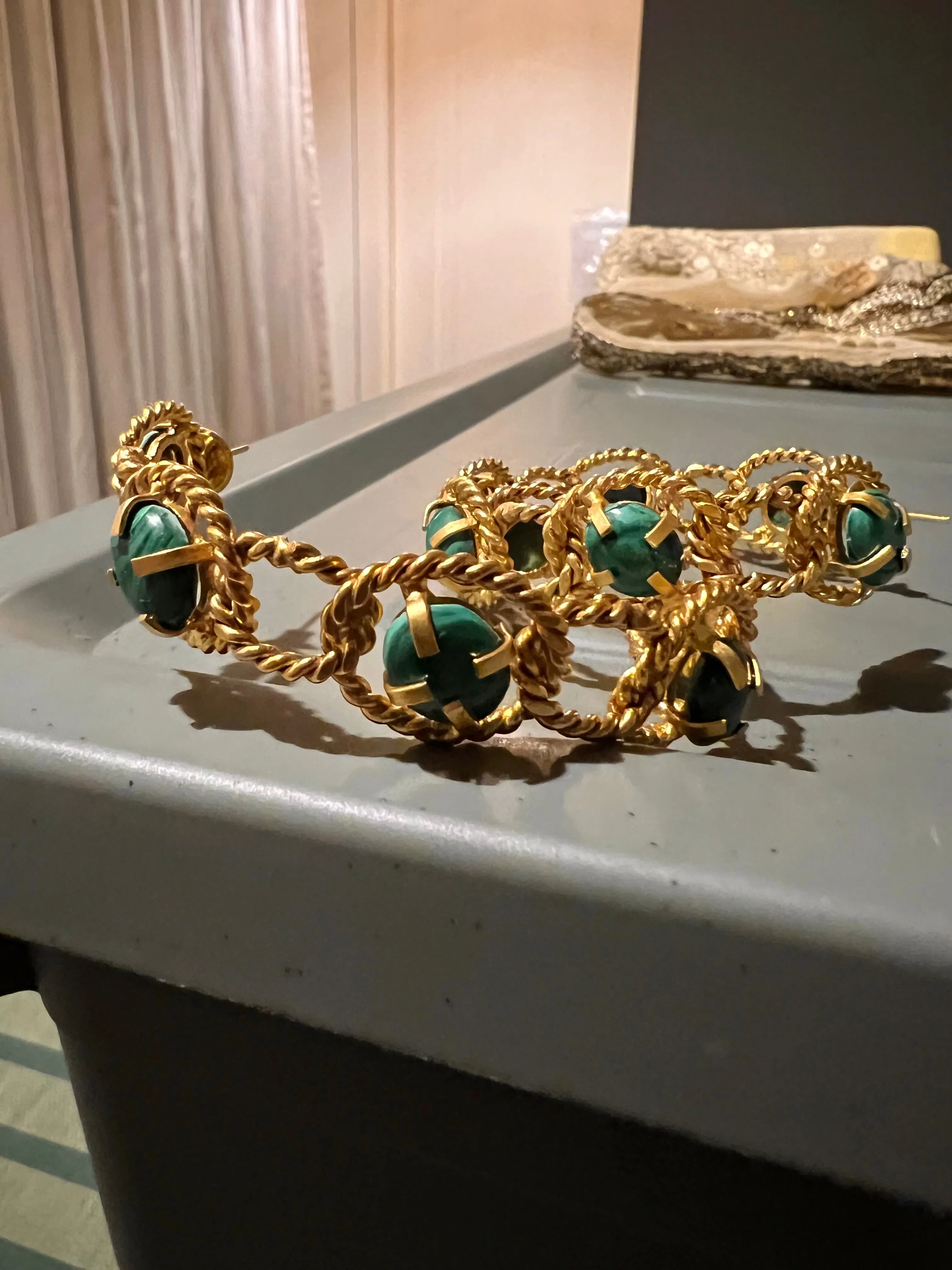Designer Malachite Hoops