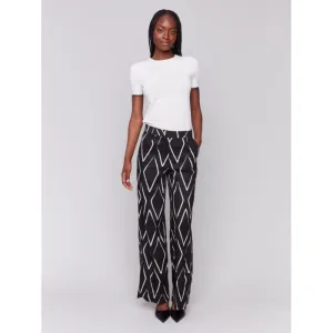 Diamond Printed Linen Blend Pants