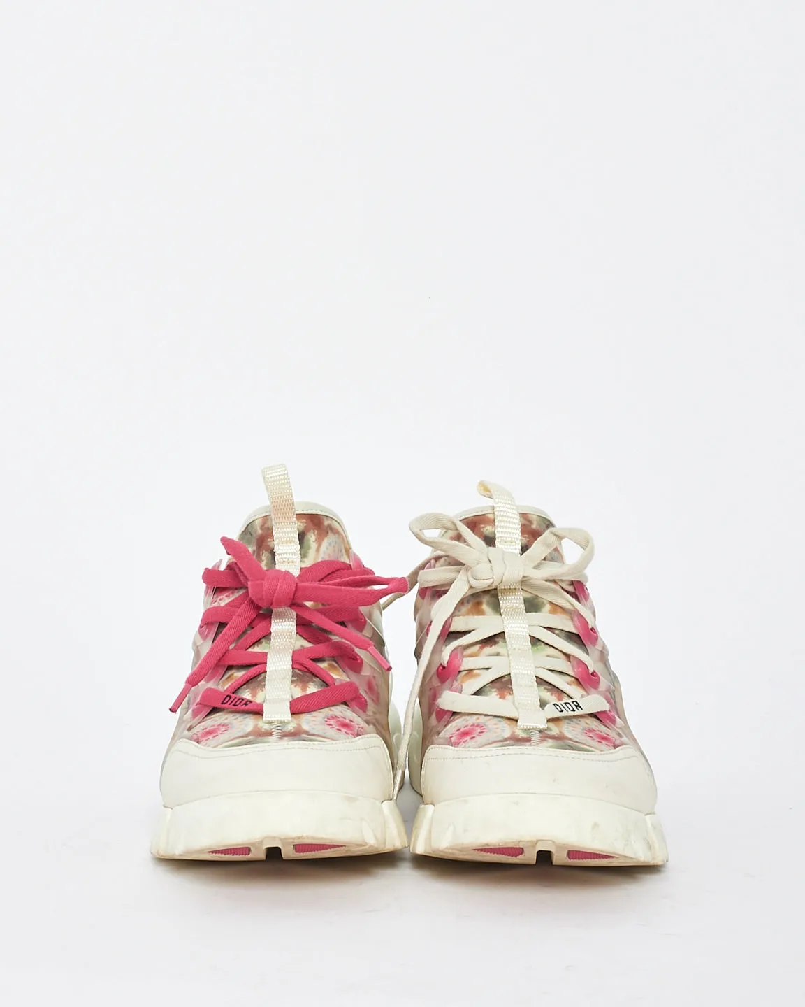 Dior Pink/White Kaleidiorscopic Fabric D-Connect Chunky Sneakers - 37.5