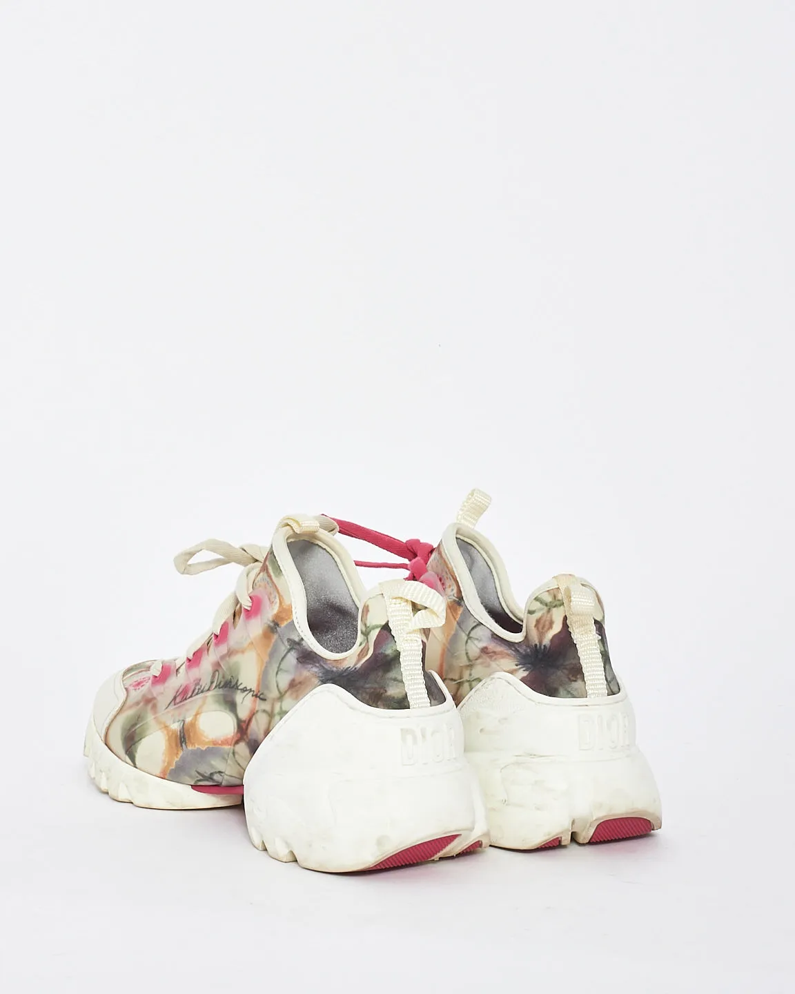 Dior Pink/White Kaleidiorscopic Fabric D-Connect Chunky Sneakers - 37.5