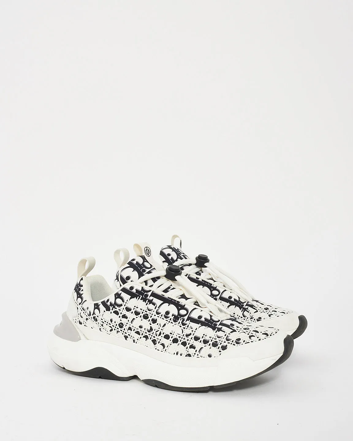 Dior White and Black Dior Oblique Technical Fabric B24 Sneakers - 40