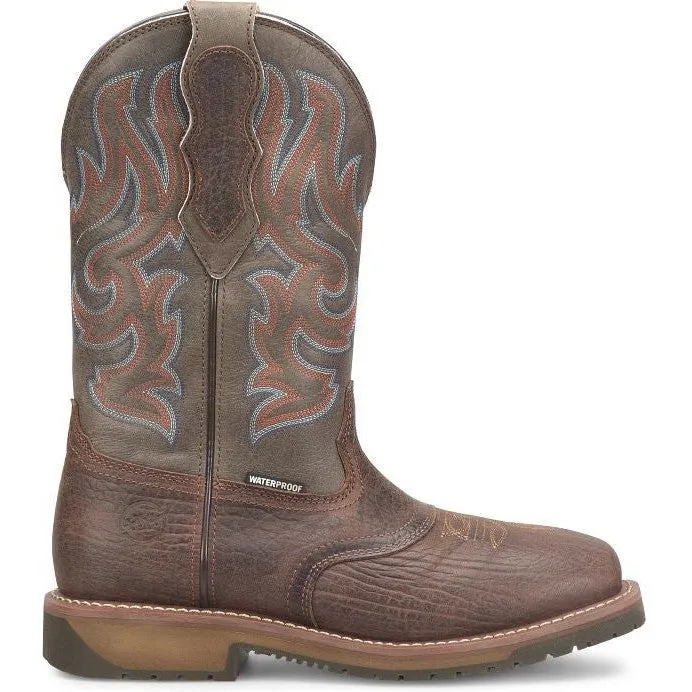 Double H Men's Ironhide 12" Square Toe Waterproof Western Boot -Brown- DH6142