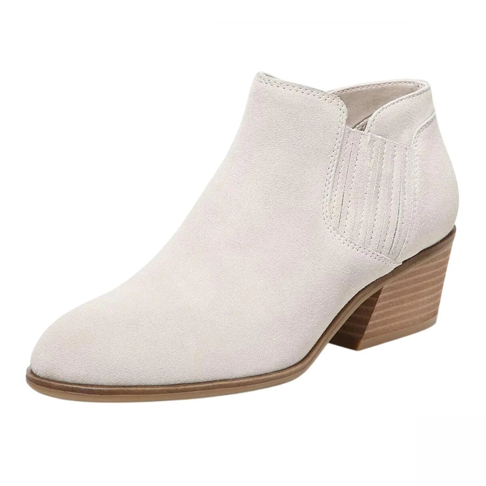 Dr. Scholl's Libra Oyster Leather Stacked Heel  Ankle Boots Oyster Brown 9.5M