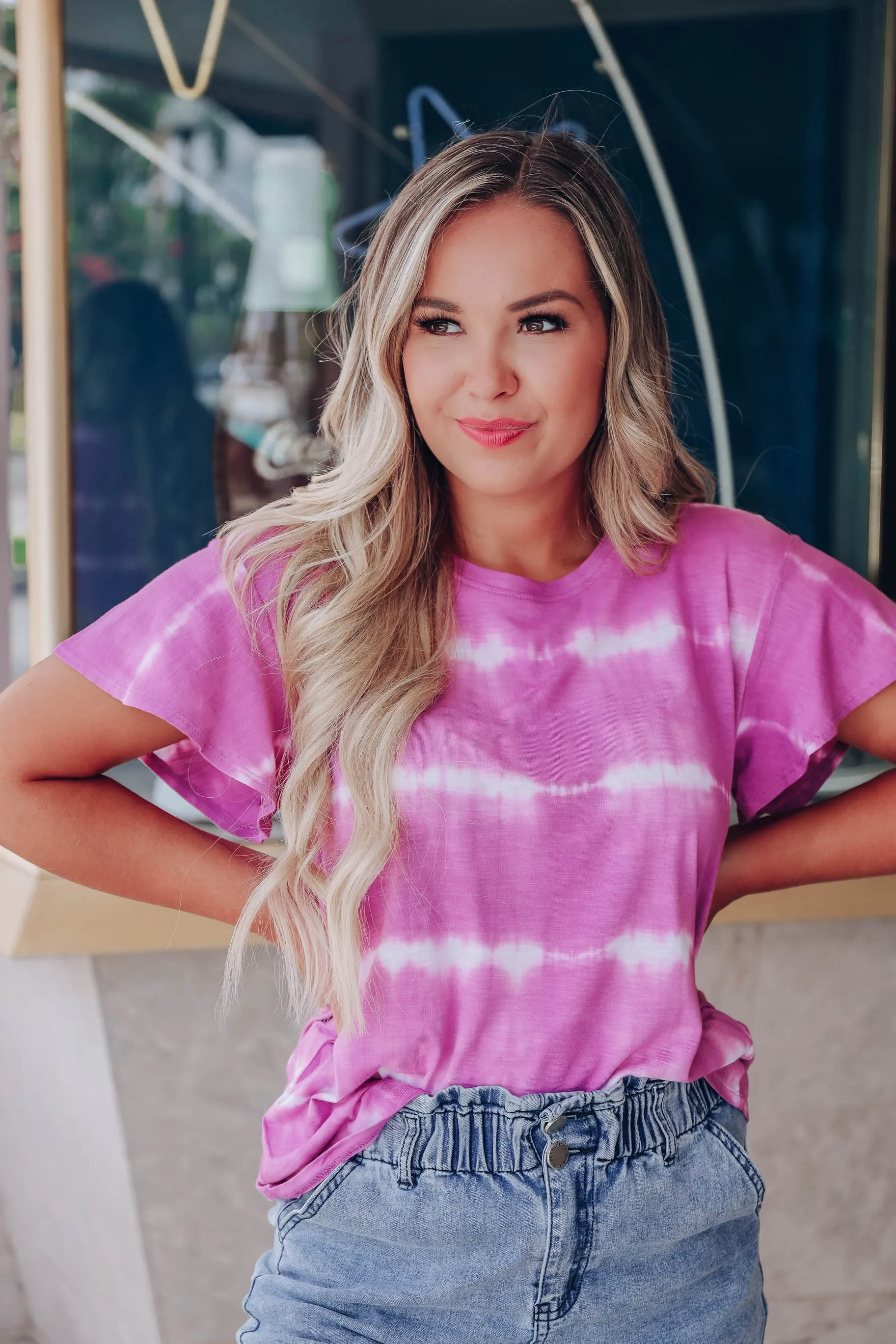 Drift Away Bleach Wash Tee - Purple
