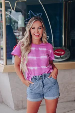 Drift Away Bleach Wash Tee - Purple