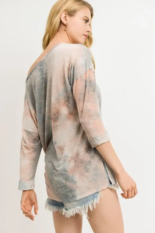 FAITH TIE-DYE 3/4 SLEEVES TOP