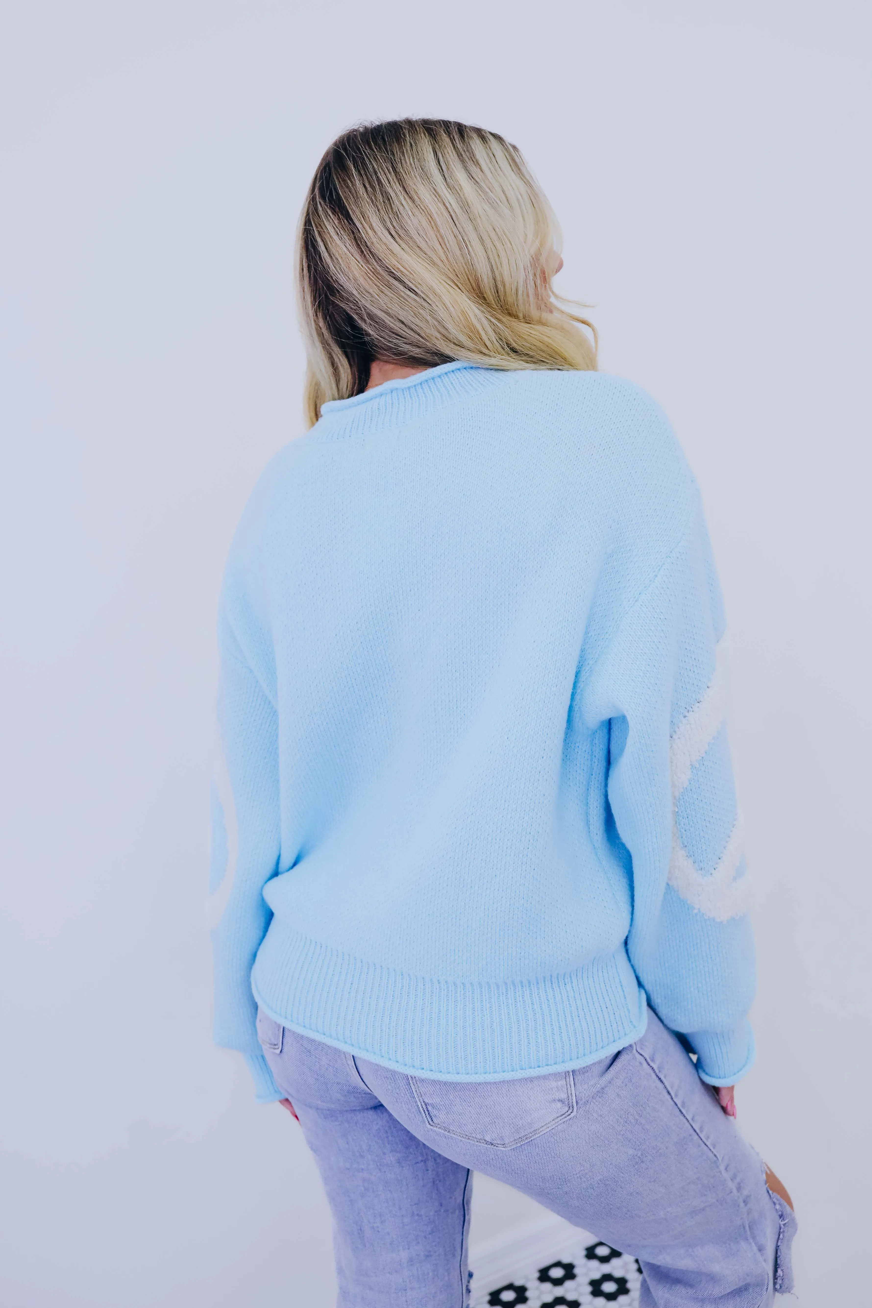 Falling To Peaces Chenille Knit Sweater - Blue
