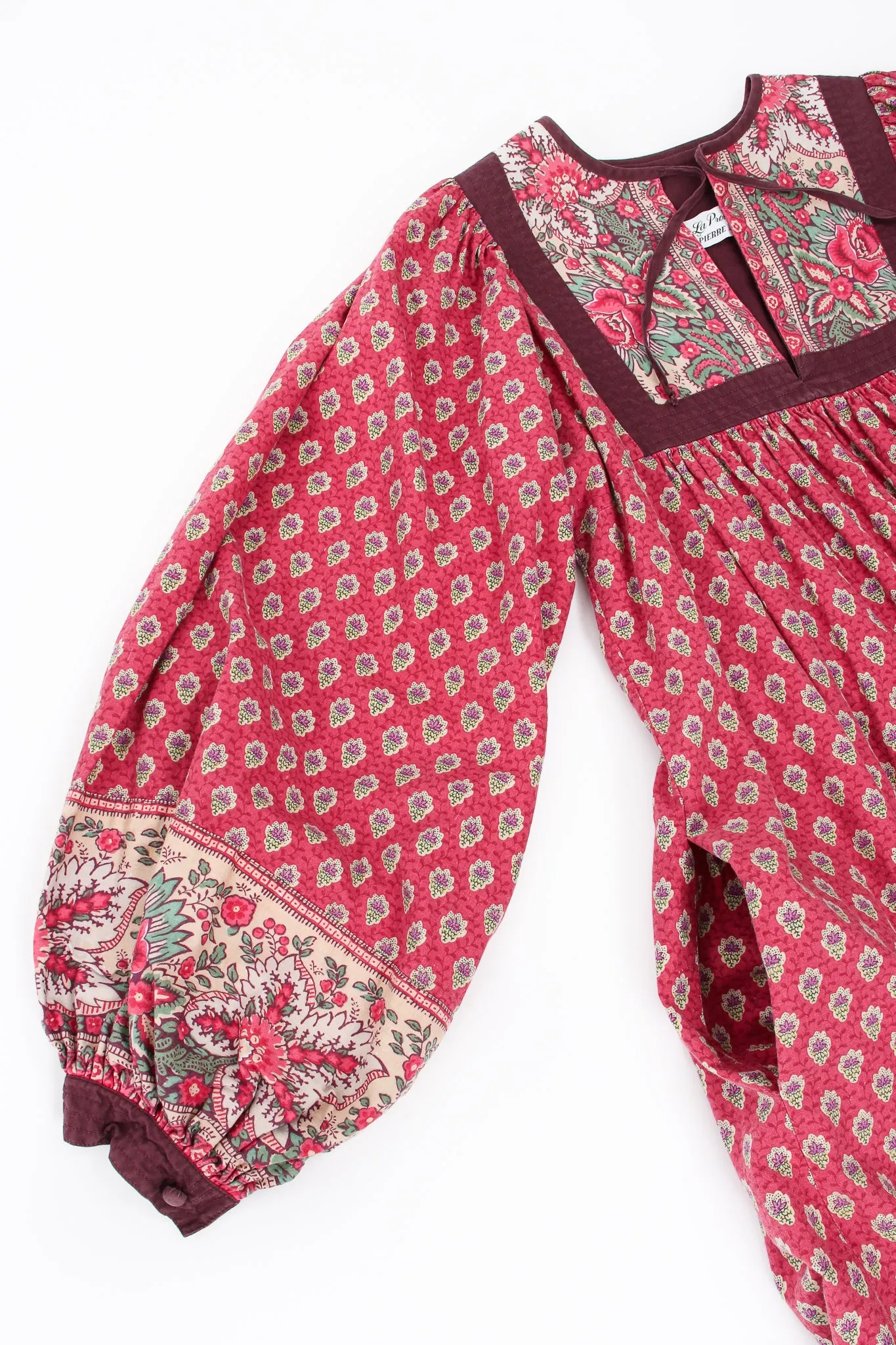French Cotton Print Peasant Dress