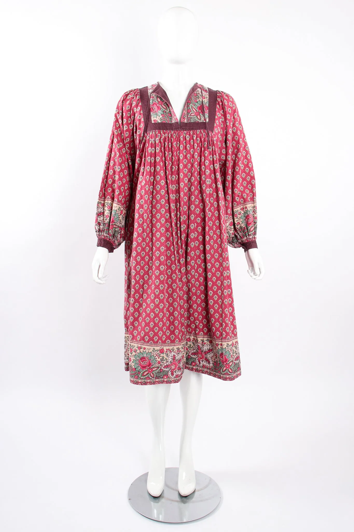 French Cotton Print Peasant Dress