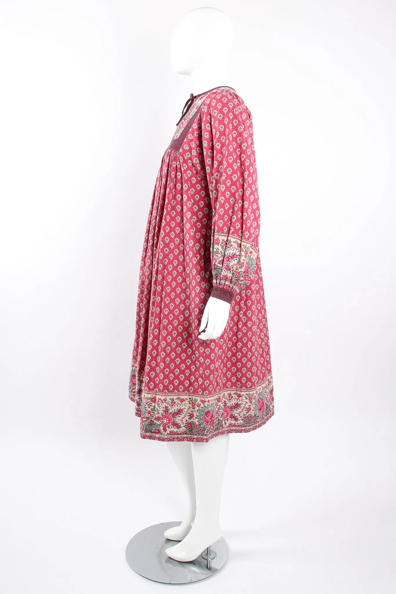 French Cotton Print Peasant Dress