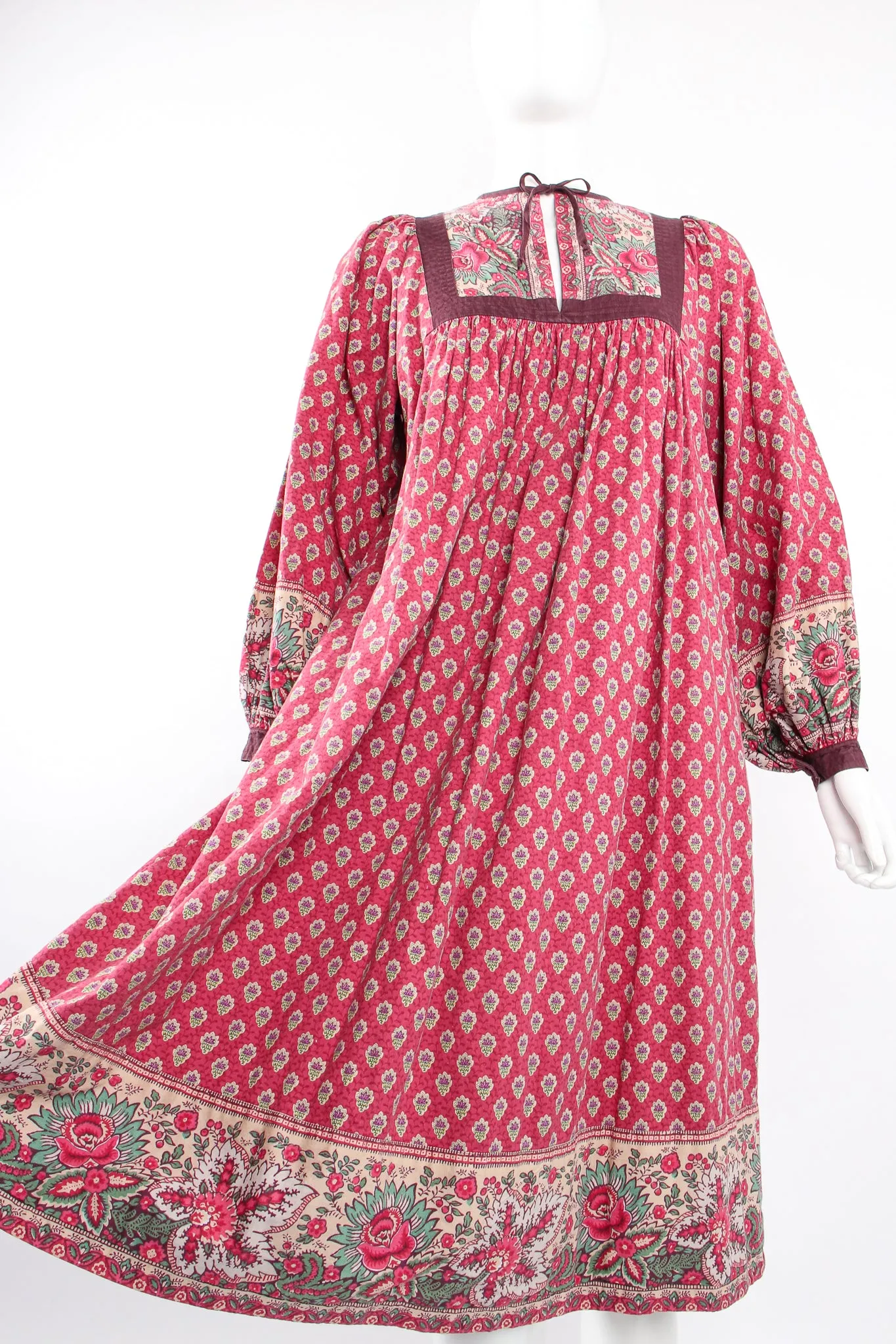 French Cotton Print Peasant Dress