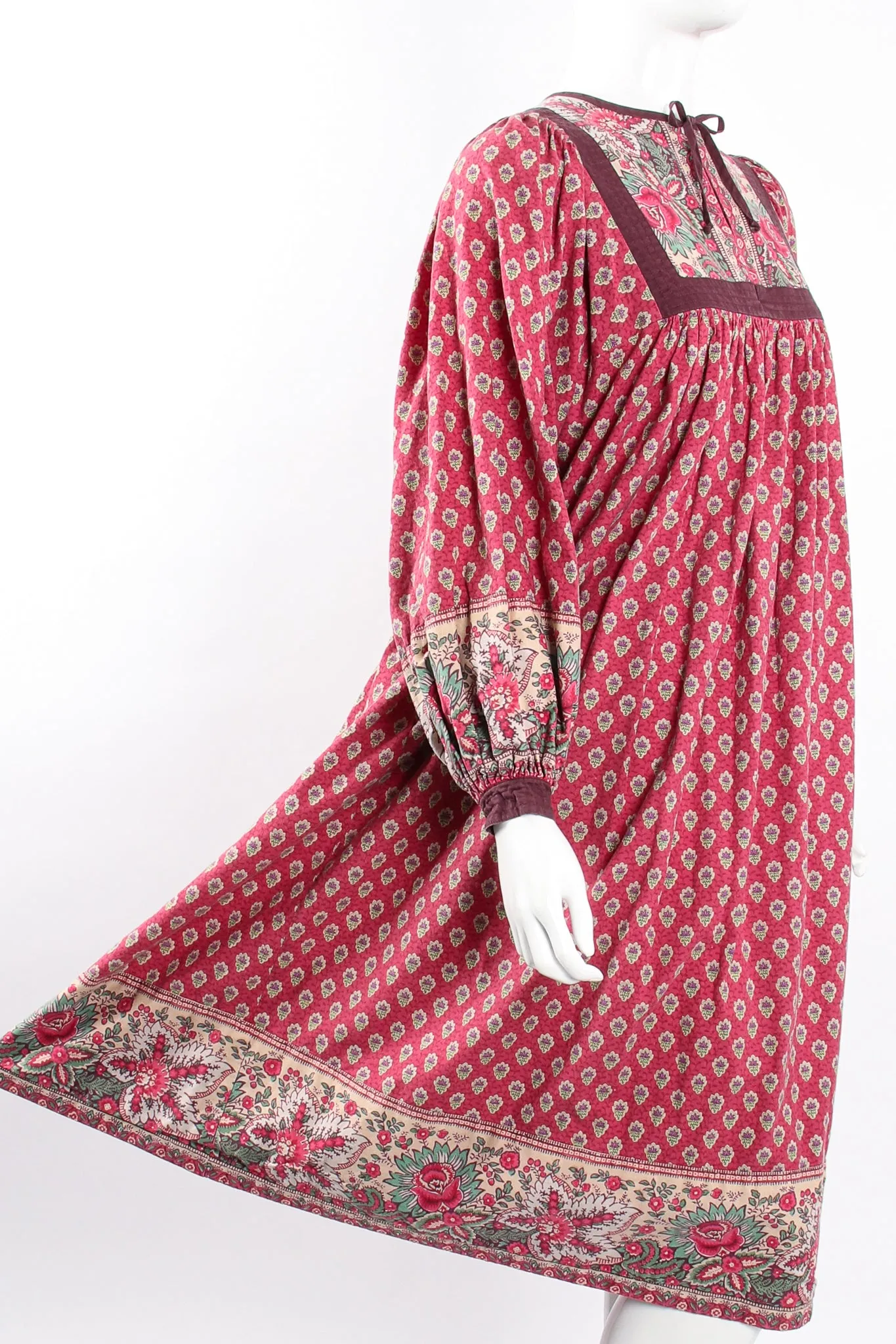 French Cotton Print Peasant Dress