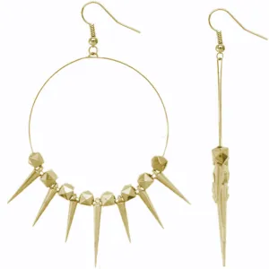 Gold 3D Cube Spike Hoop Earrings