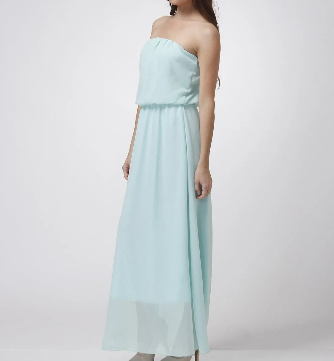 Golden Dots On Mint Color Maxi Dress