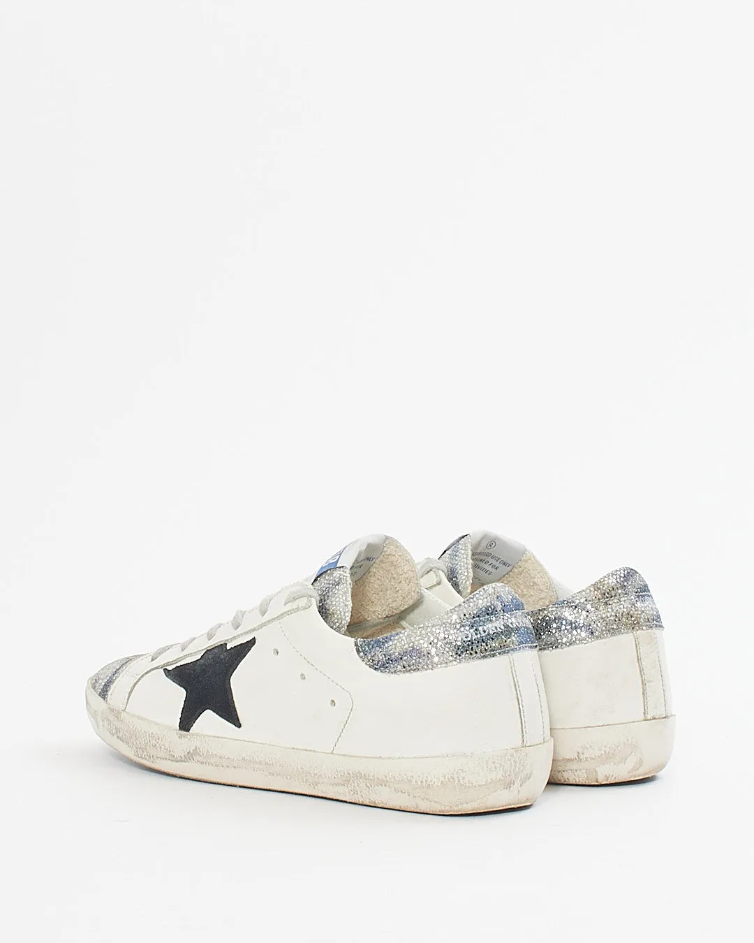 Golden Goose White/ Multi Colour Sparkle Star Sneakers - 38