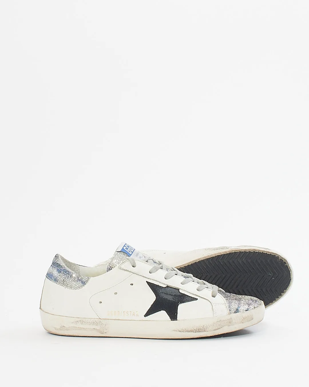 Golden Goose White/ Multi Colour Sparkle Star Sneakers - 38