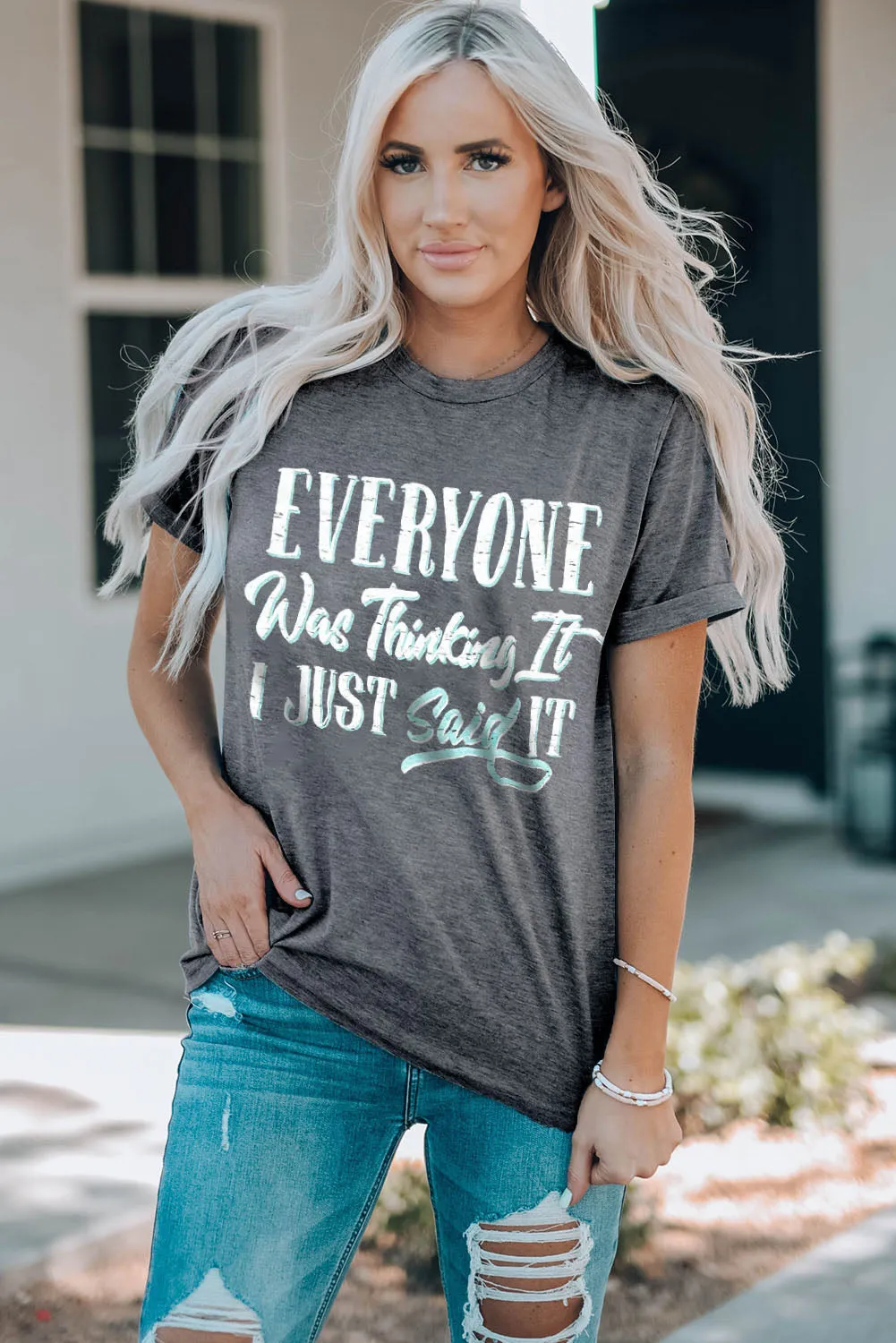 Gray EVERYONE Was Thinking It Graphic Tee