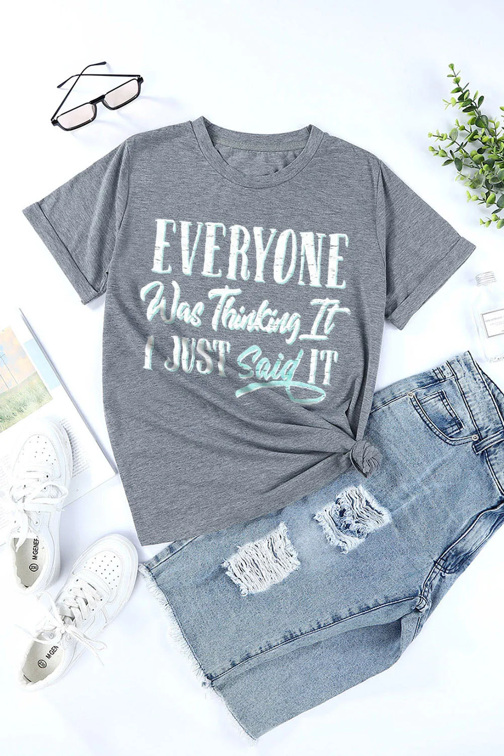 Gray EVERYONE Was Thinking It Graphic Tee