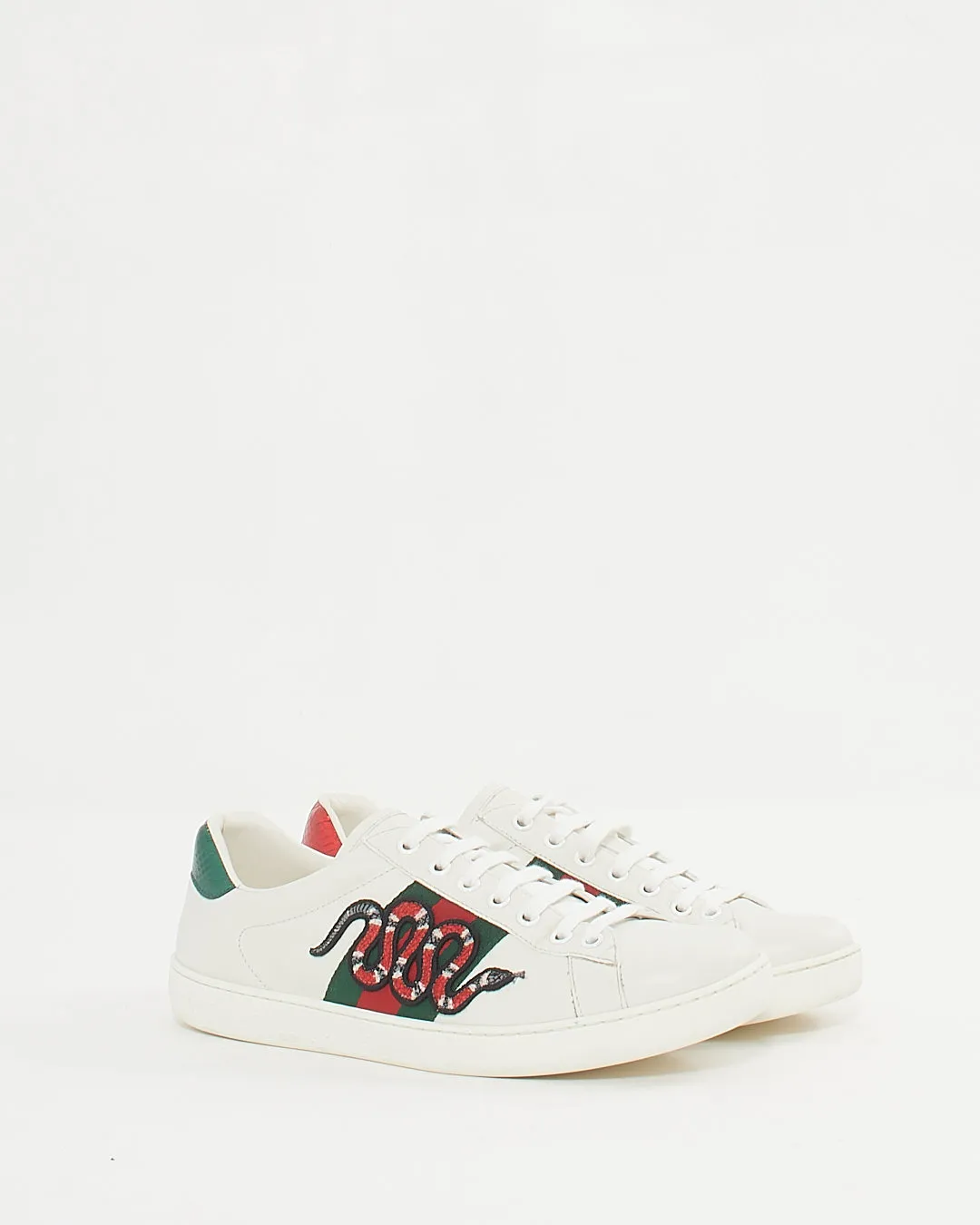 Gucci Men's White Ace Web Snake Sneaker - 37 (M)