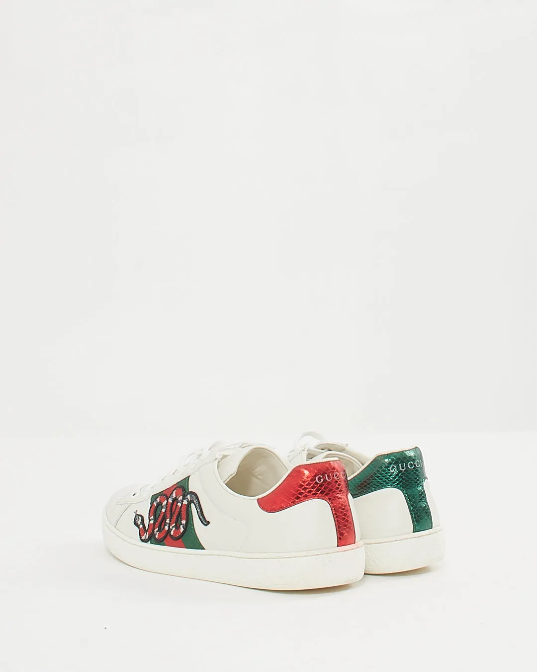 Gucci Men's White Ace Web Snake Sneaker - 37 (M)