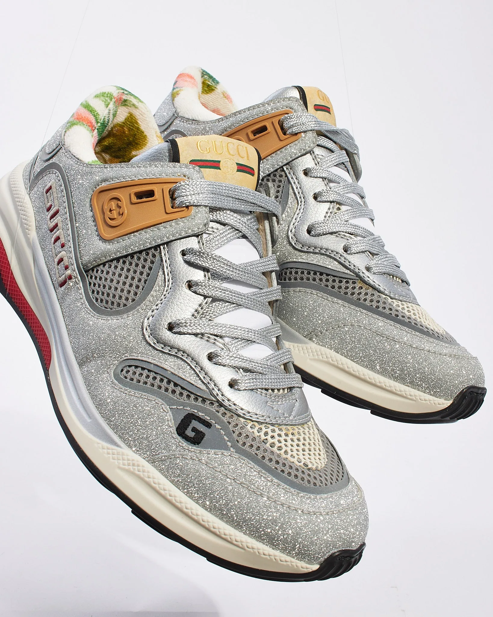 Gucci Silver Sparkle Ultraspace Sneakers - 36