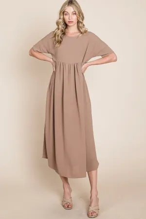 Hazel Blues® |  BOMBOM Round Neck Ruched Midi Dress