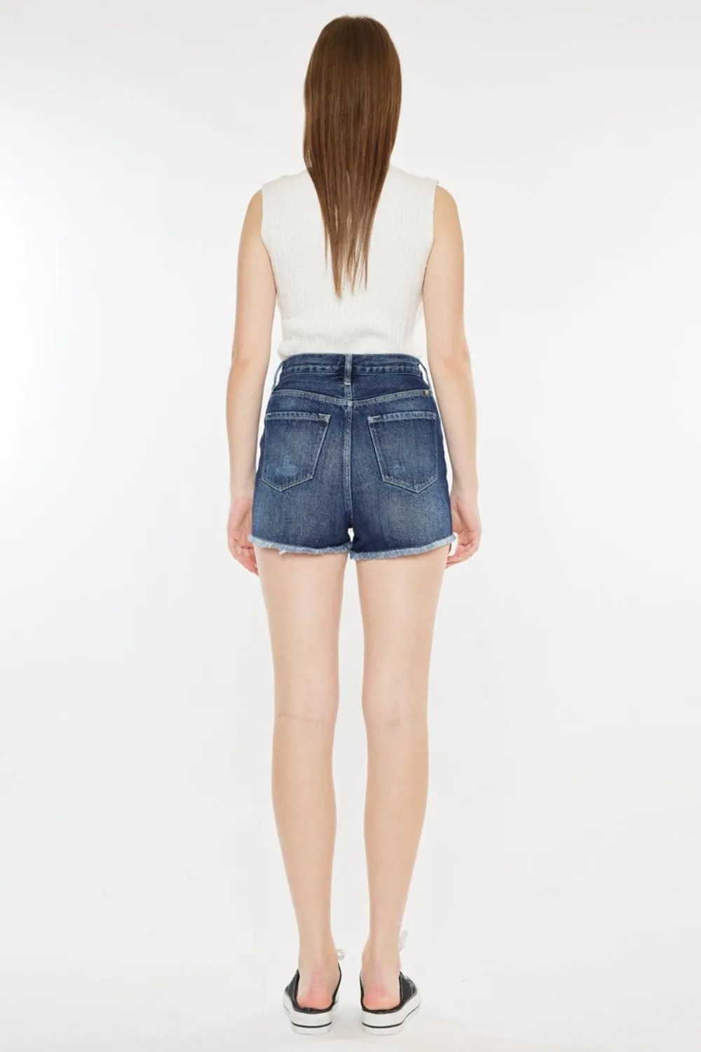 Hazel Blues® |  Kancan Raw Hem Button Fly Denim Shorts
