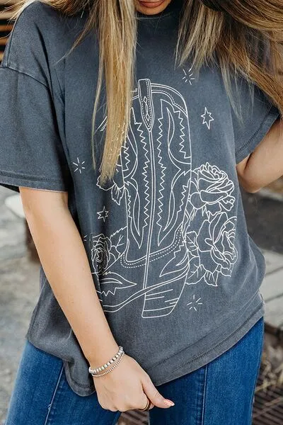 Hazel Blues® |  Western Cowboy Boots Graphic T-Shirt