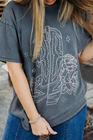 Hazel Blues® |  Western Cowboy Boots Graphic T-Shirt