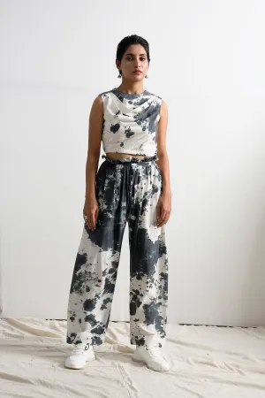 Helen - Tie & Dye Co-ord Cowl Top & Flared Bottom Set