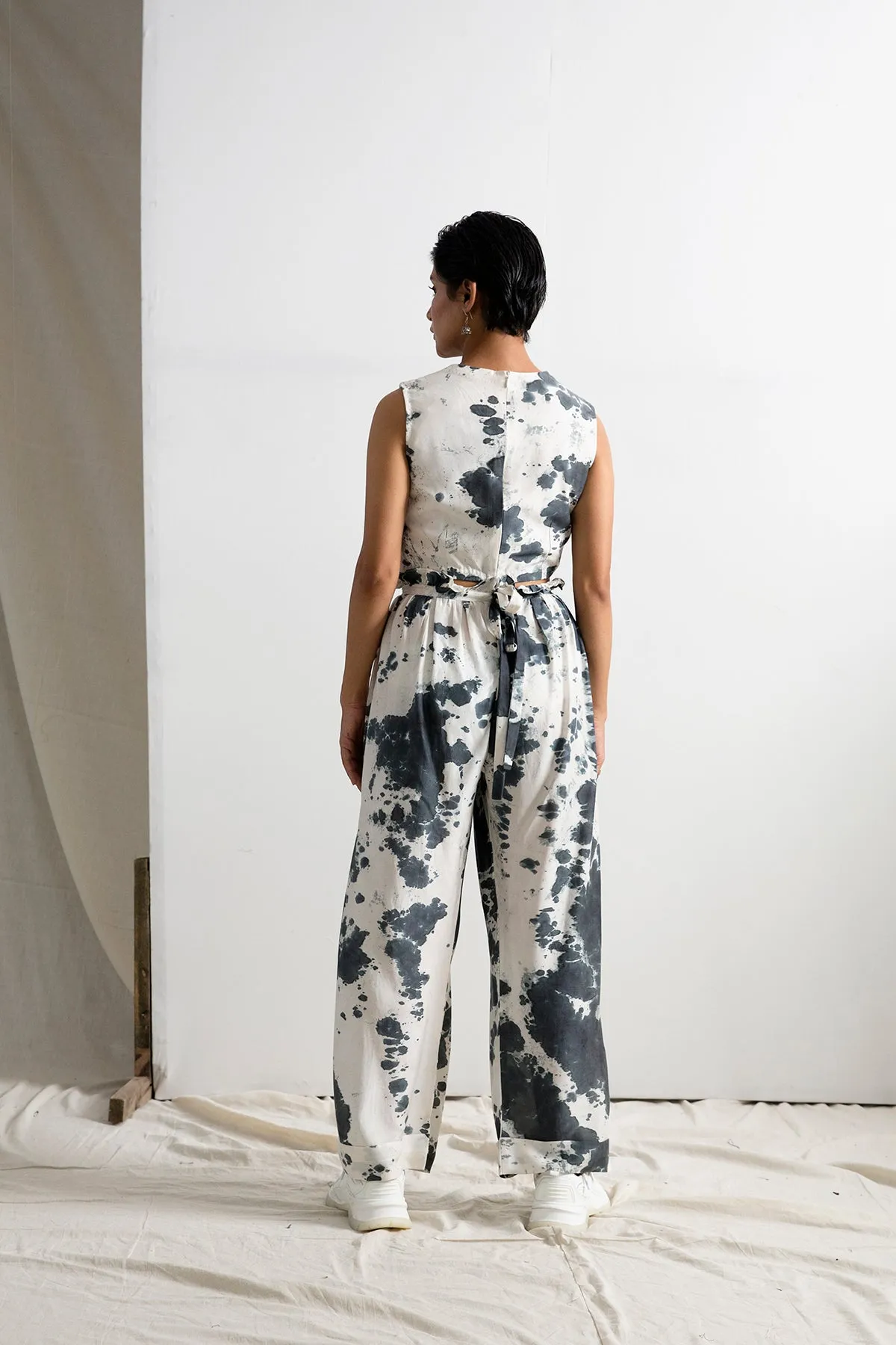 Helen - Tie & Dye Co-ord Cowl Top & Flared Bottom Set