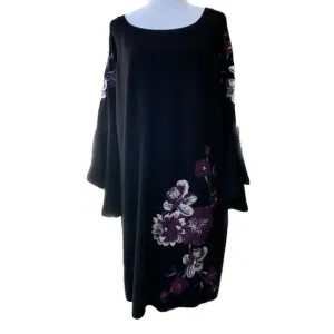 INC International Black &amp; Plum Embroidered Knit Dress Size 1X